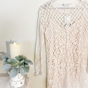 Zara Ivory Crocheted Dress